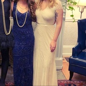 EUC Adrianna Papell Ivory beaded gown